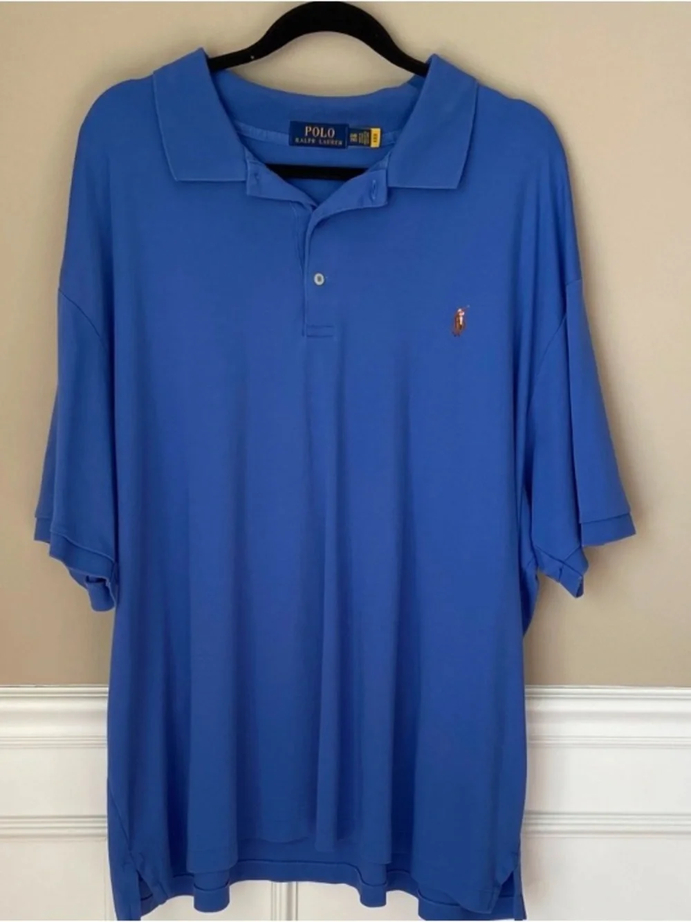 Ralph Lauren Men's 100% Cotton  Blue Short-Sleeve Polo‎ Size 3XB Preppy, Resort